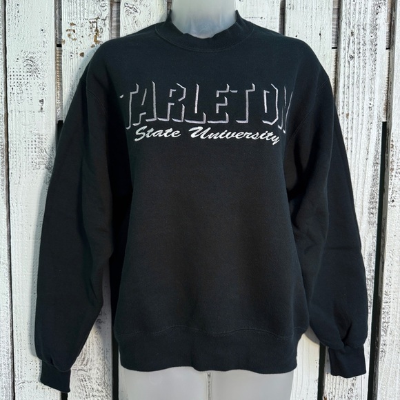 VTG CH Sport Embroidered Sweatshirt Tarleton State Size Small Black Texas Retro - Picture 1 of 8